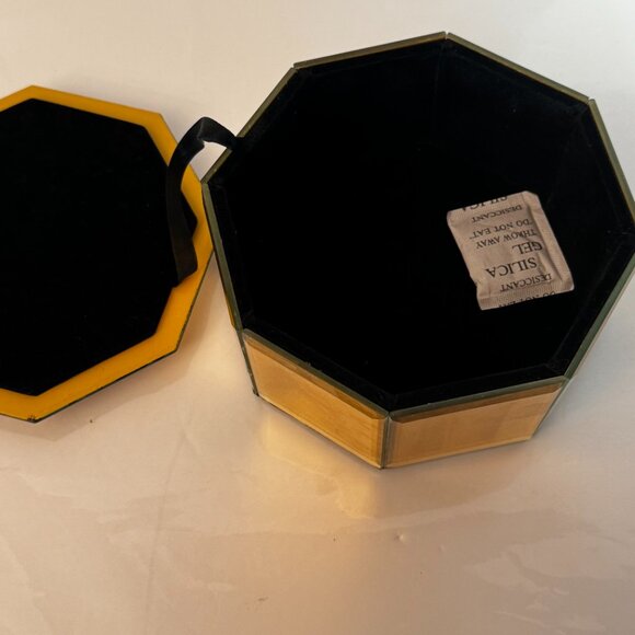 Cynthia Rowley New York Mirrored Beveled Glass Jewelry Trinket Box Golden Octago - Picture 7 of 16